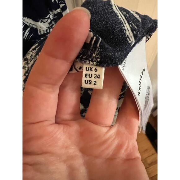 Whistles Tropical Printed Women's 2 T Shirt Dress Oversized Blue White Vacation - Picture 8 of 14